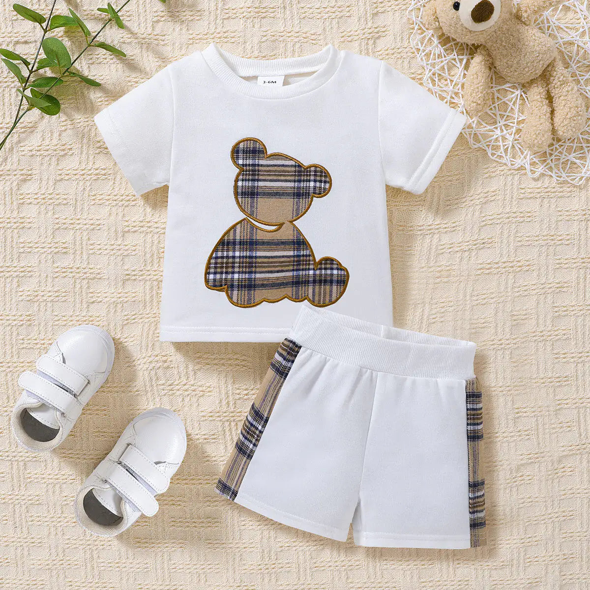 Cute Bear Tee and Shorts Set for Baby