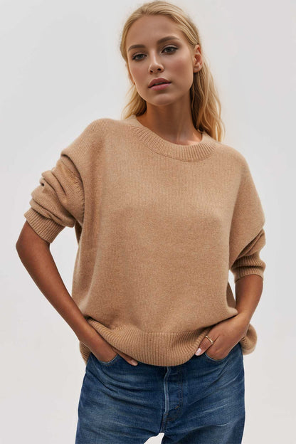 Basic Bae Round Neck Dropped Shoulder Long Sleeve Sweater