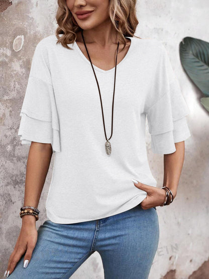 V-Neck Half Sleeve Blouse