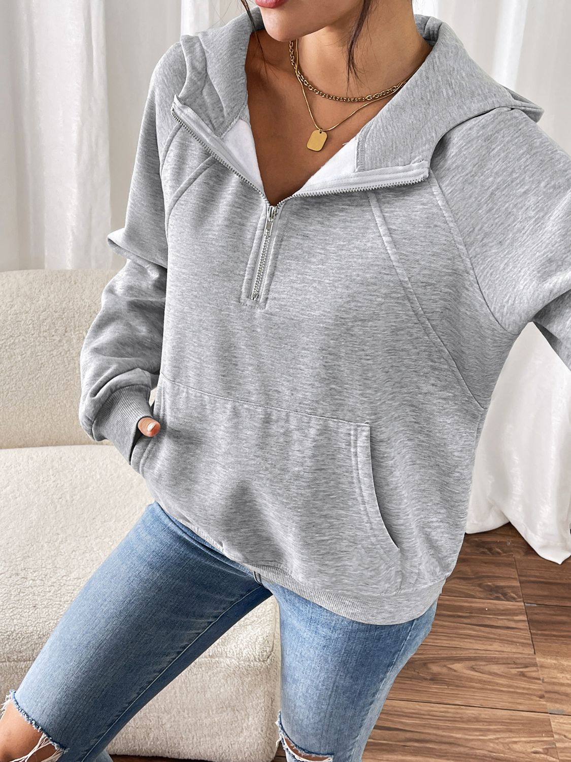 Perfee Half Zip Long Sleeve Hoodie