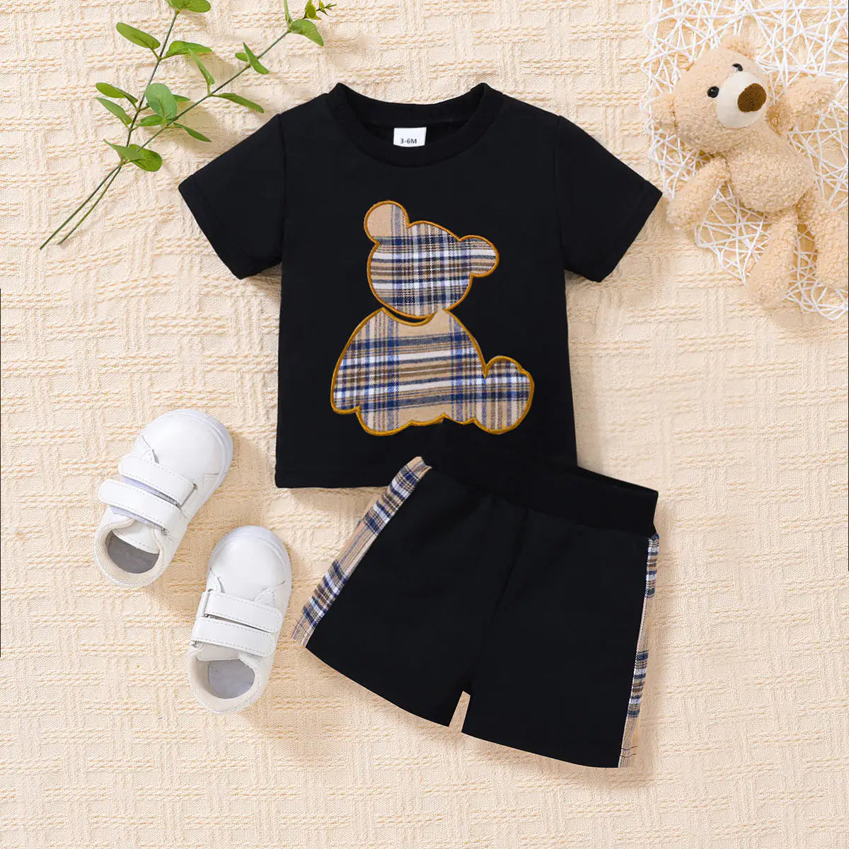 Cute Bear Tee and Shorts Set for Baby