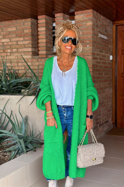 Letter Dropped Shoulder Long Sleeve Cardigan