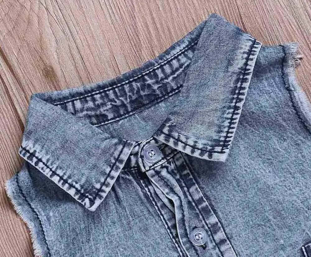 Short-Sleeve Denim Romper