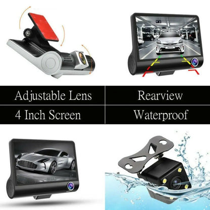 1080P 4" Dual Lens HD Car DVR Rearview Video Dash Cam Recorder Camera G-Sensor