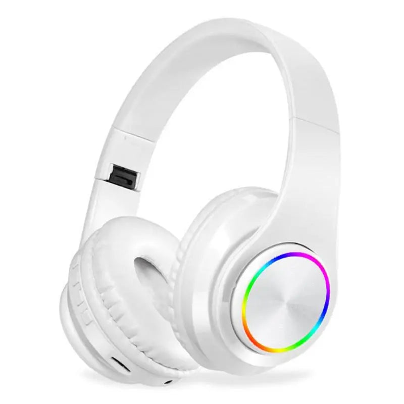 Rainbow LED Wireless Bluetooth Headphones with Deep Bass Stereo and Microphone