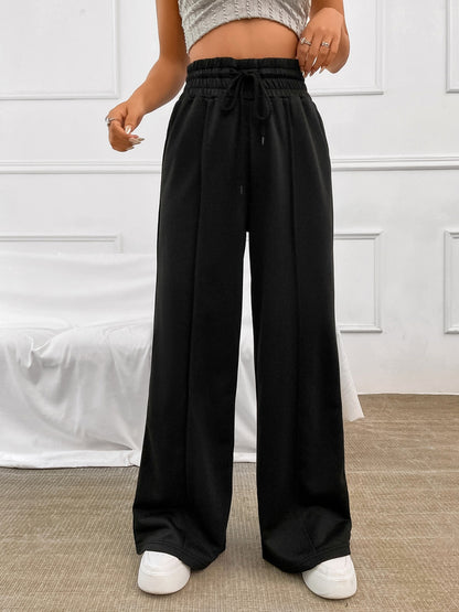 Honey Drawstring Elastic Waist Wide Leg Pants