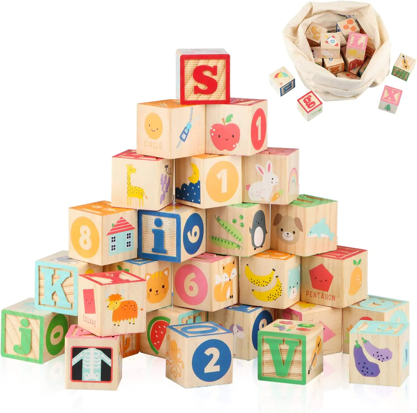 Wooden ABC Building Blocks